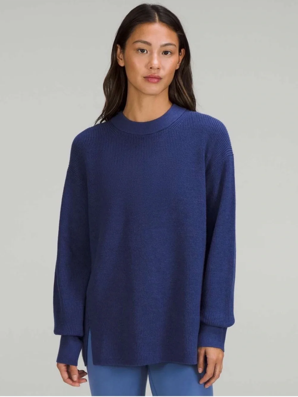 lululemon Merino Wool blend Ribbed Crewneck Sweater in Heathered Psychic